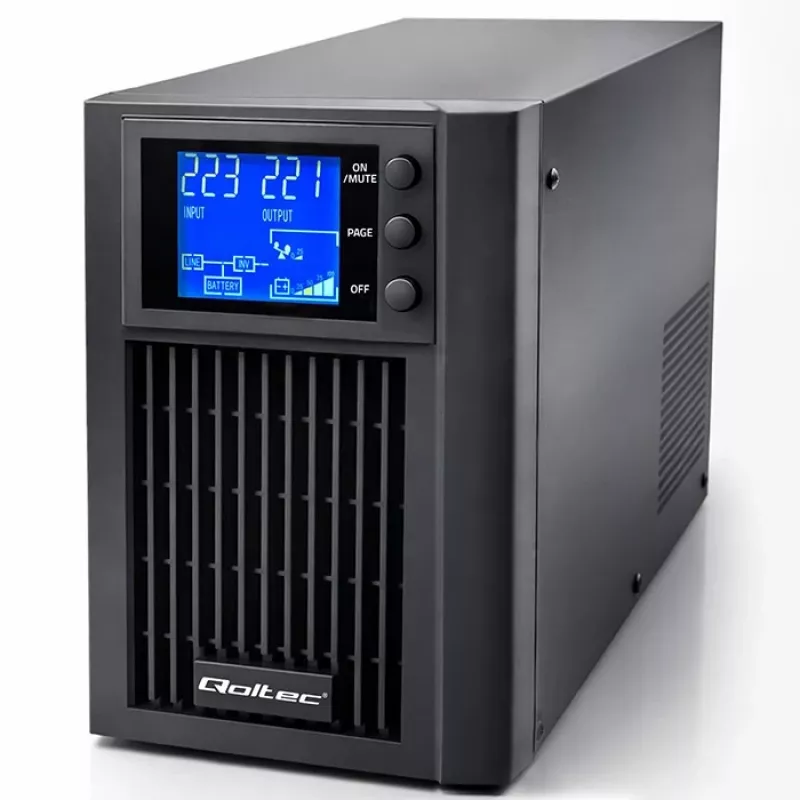 UPS QOLTEC puhdas siniaalto 1kVA 800W AVR:llä ja LCD-näytöllä