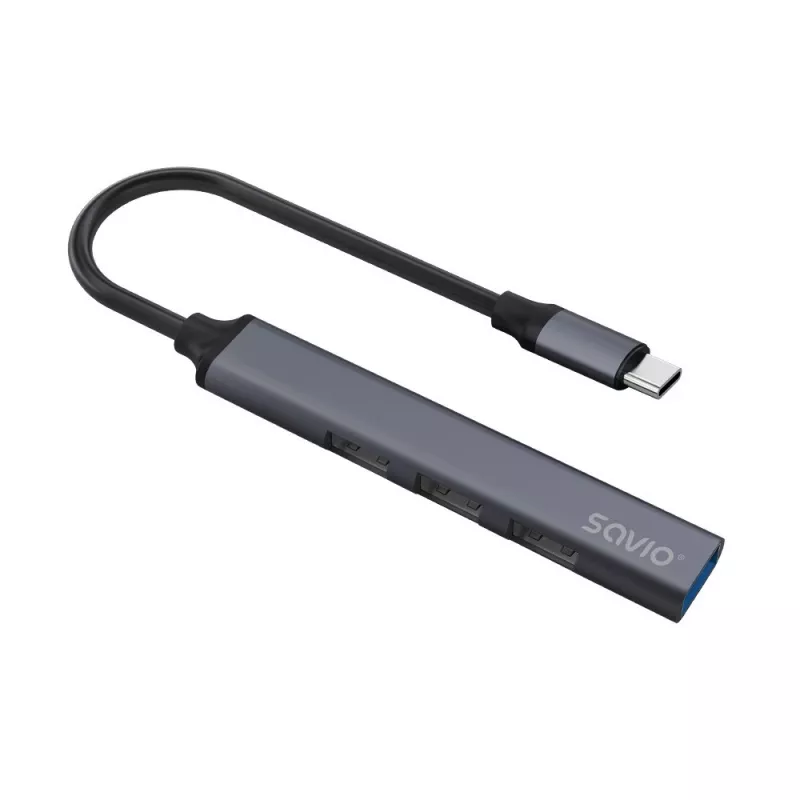 USB 3.0 4-porttinen USB-keskitin SAVIO AK-71 USB-C isännällä, 5000 Mbit/s, 2 vuoden takuu