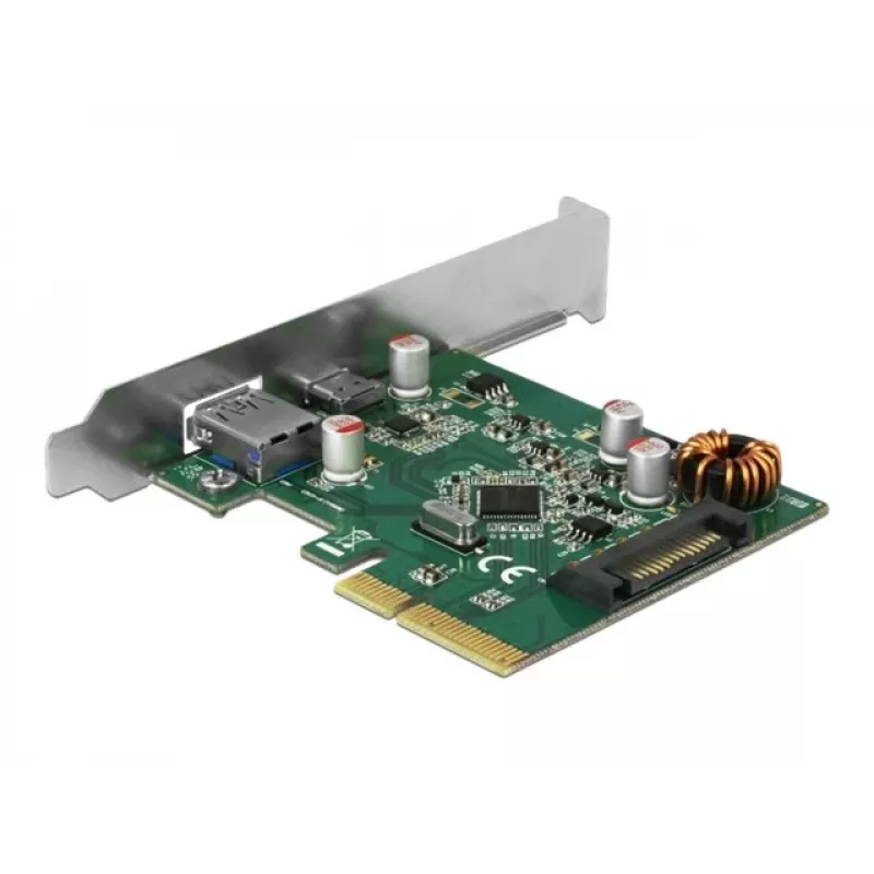 DeLOCK 90299 PCIe x4 -kortti, 1x USB Type-C + 1x USB Type-A, USB 3.2 Gen 2 (10 Gbps)