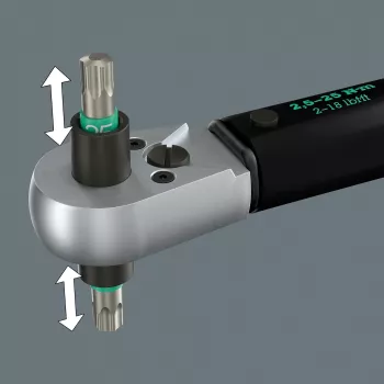 Momenttiavain läpityönnettävällä neliökannalla Click-Torque Lock A 6 R/L musta/vihreä, ulostulo 1/4 ruuvauskärkikiinnitys, 2,5–25 Nm