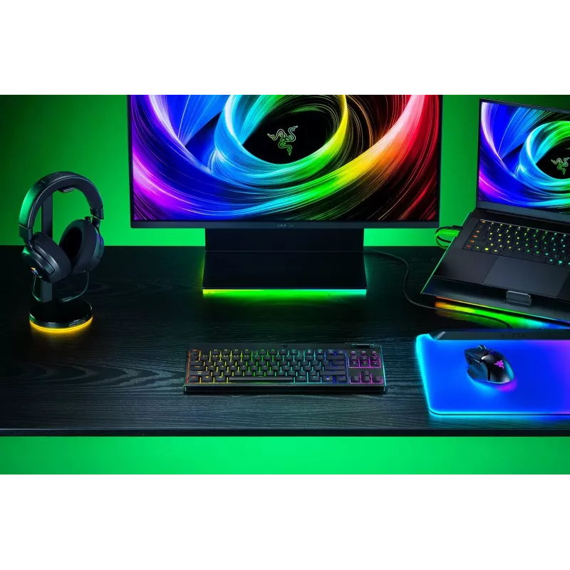 Razer BlackWidow V4 Low-Profile Tenkeyless HyperSpeed pelinäppäimistö, vihreät kytkimet, US-asettelu