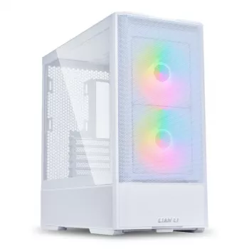 Midi Tower -PC-kotelo Lian Li LANCOOL 207 — valkoinen, läpinäkyvä paneeli, tukee ATX/MicroATX/MiniITX, ei virtalähdettä