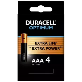 Duracell OPTIMUM AAA alkaliparistot 4 kpl:n pakkaus – pitkäkestoista energiaa pienille laitteille
