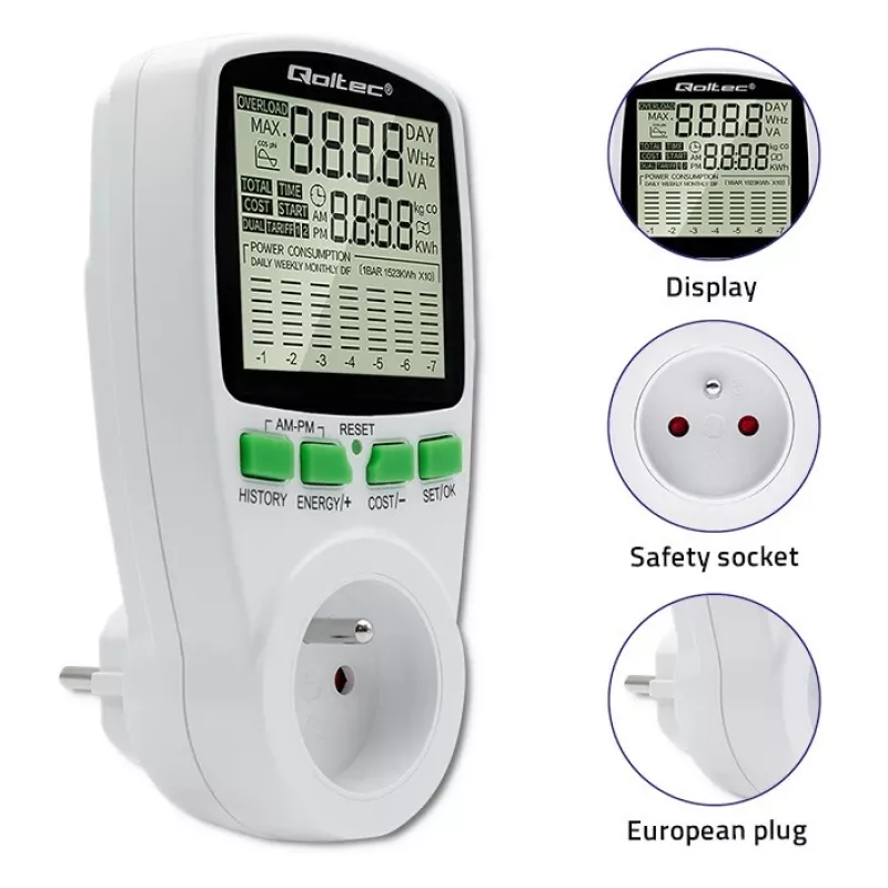 Tehomittari QOLTEC PM0627 3680W historiatoiminnolla — QOLTEC PM0627 3680W