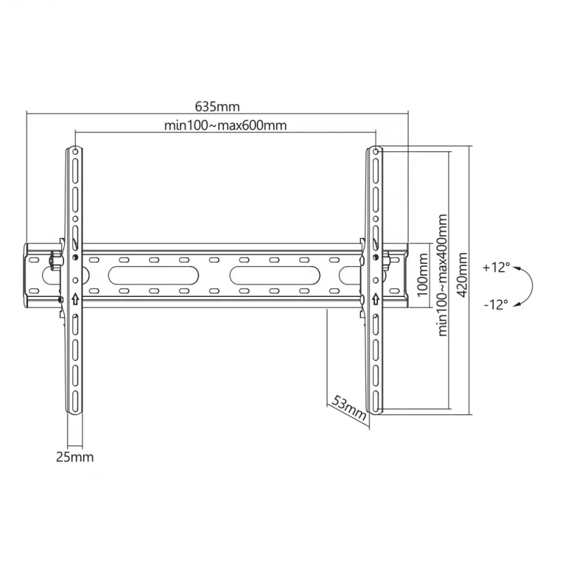 Teline SBOX PLB-2546T-2 37–80 tuuman näytöille, 45 kg kapasiteetti, 600×400 mm VESA