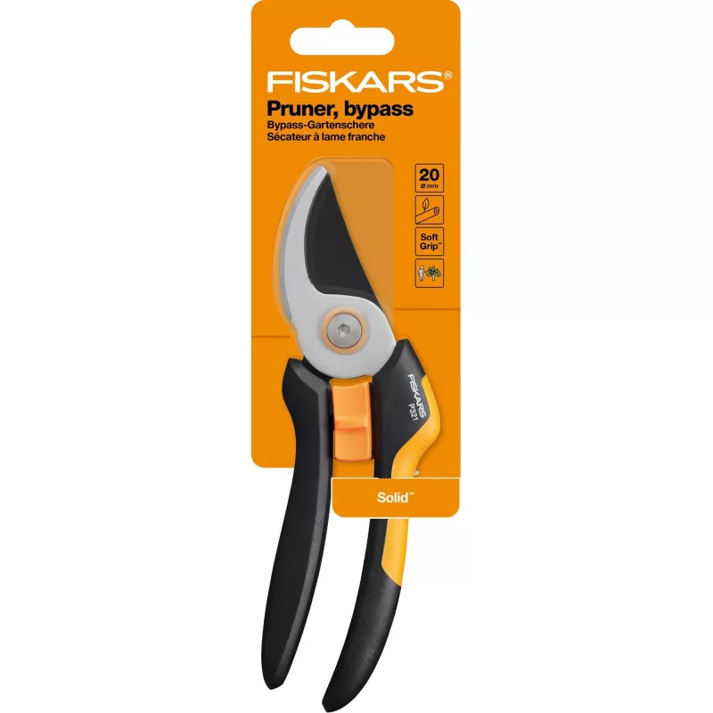 Fiskars Solid M P321 puutarhasakset bypass musta, oranssi