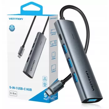 Keskitin 5-in-1 USB-C 3.0 Vention 0,15 m