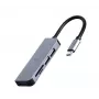 Kannettavan telakka Gembird UHB-CM-CRU3P1U2P2-01 — USB 3.2 Gen 1 Type-A, MicroSD/SD/SDHC/SDXC enintään 128 GB, hopea