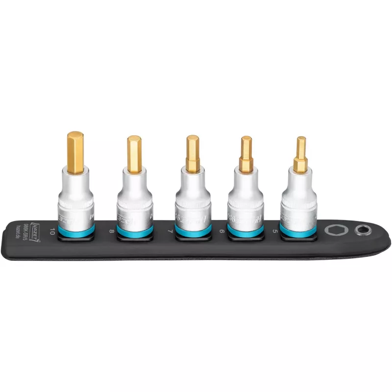 Kuusiokantahylsysarja Hazet 986K-SR/5, 5 osaa, koot 5–10 mm
