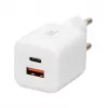 USB-laturi IBOX ILUC42W 42W (max. 33W), 1×USB-C PD3.0, 1×USB-A QC3.0, 100–240V, valkoinen