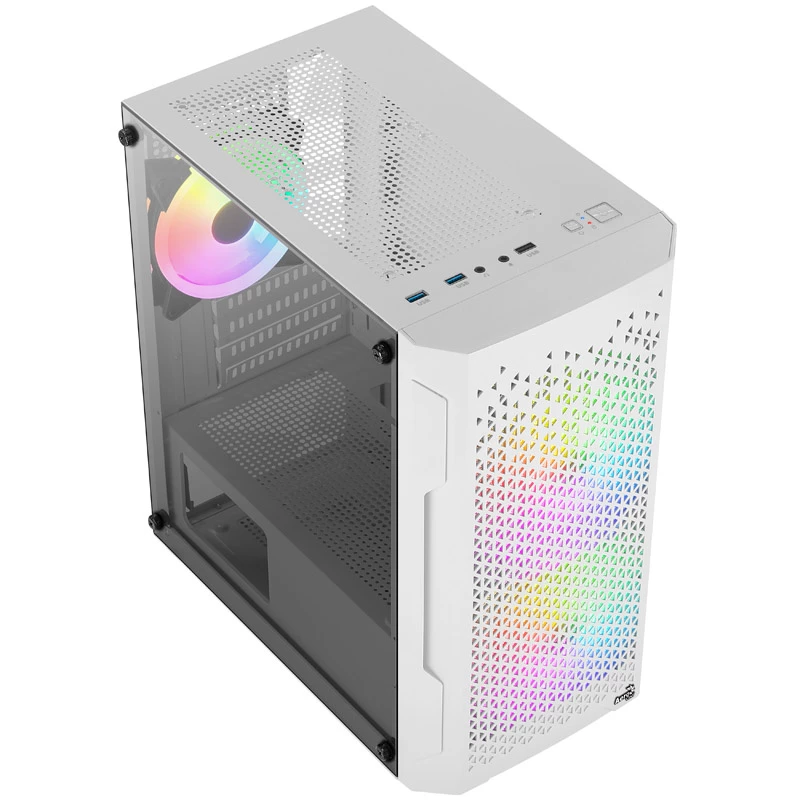 ATX AEROCOOL TRINITY MINI FRGB MICRO MINI TOWER -KOTELO LASIPANEELILLA (VALKOINEN)