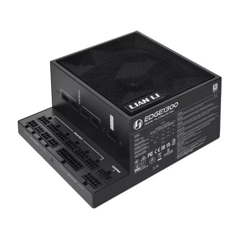 Lian Li EDGE EG1300 1300 W virtalähde, 80 PLUS Platinum, ATX 3.1, PCIe 5.1, musta