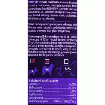 Koiran koulutusherkut MACED Sport Up! nauta 300 g — naudanlihan makuiset herkut aikuisille koirille
