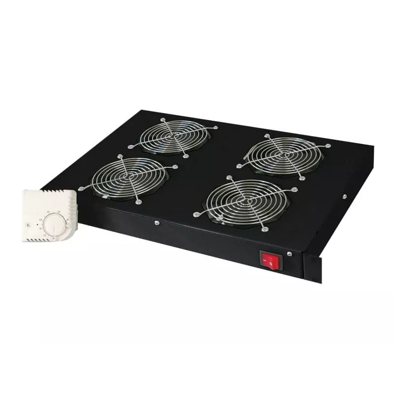 Digitus DN-19 FAN-4-HO-SW 19 tuuman kattotuuletusyksikkö, 4 tuuletinta, termostaatti, musta