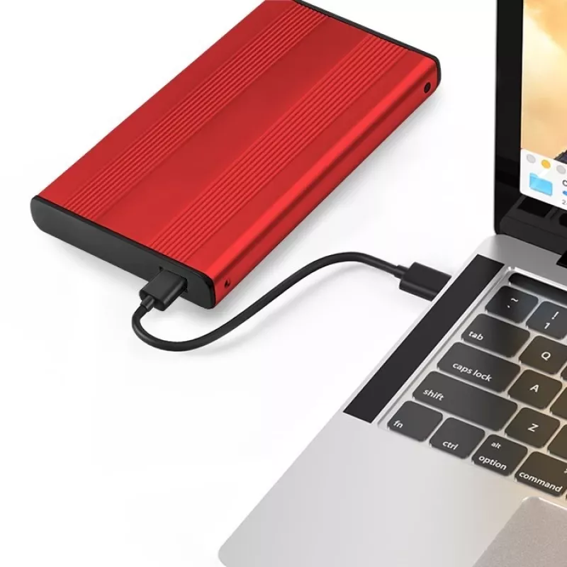HDD/SSD-kotelo QOLTEC 51860 2,5 tuuman SATA III -asemille, USB Type-A, 5 Gbit/s, alumiini, punainen