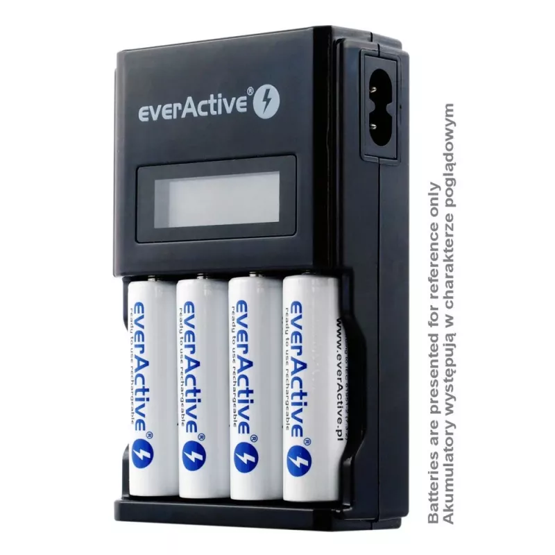 Akkulaturi everActive NC450B — 4 kennon AAA-laturi, 110/230V AC, musta