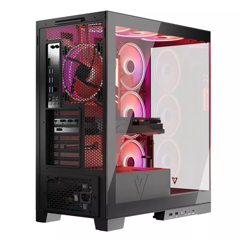 PC-kotelo MODECOM Volcano SPACE APEX ARGB Midi Tower, karkaistu lasi, USB-C, tukee ATX/microATX/Mini-ITX, GPU jopa 430 mm, CPU-jäähdytin jopa 180 mm