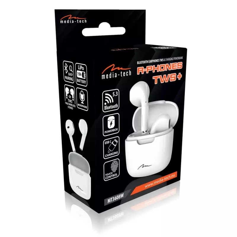 Kuulokkeet Media-Tech MT3608W R-Phones TWS+ valkoinen