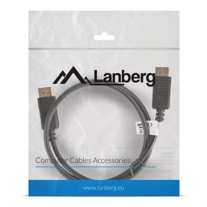 Lanberg DisplayPort-kaapeli 19 Pin V1.2 4K, 1M | CA-DPDP-10CC-0010-BK | DisplayPort - DisplayPort