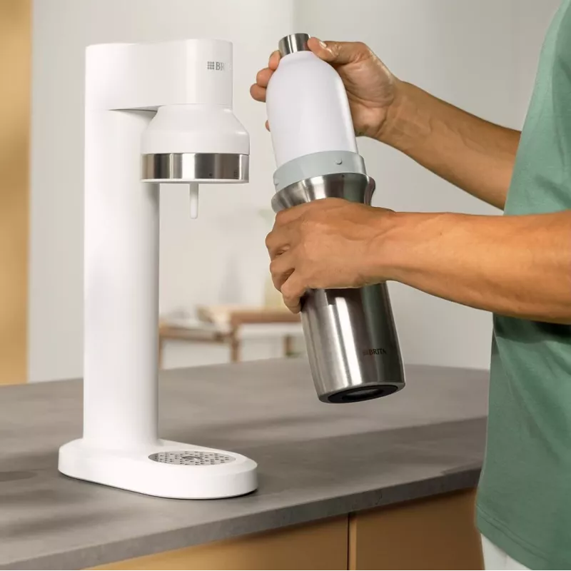Brita sodaTRIO 1046735 hiilihapotuspullo, ruostumaton teräs, 1 l, valkoinen