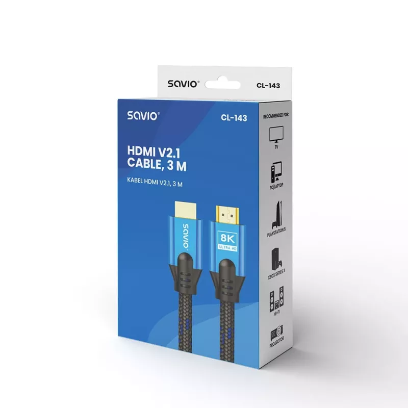 HDMI-kaapeli Savio CL-143 3 m