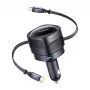 Autolaturi Baseus Enjoyment Max 60W USB-C- ja Lightning-kaapeleilla, kaksiporttinen pikalataus