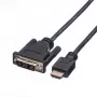 ROLINE sovitinkaapeli HDMI - DVI-D (Single Link) - 1,5 m - musta (11.04.5516)