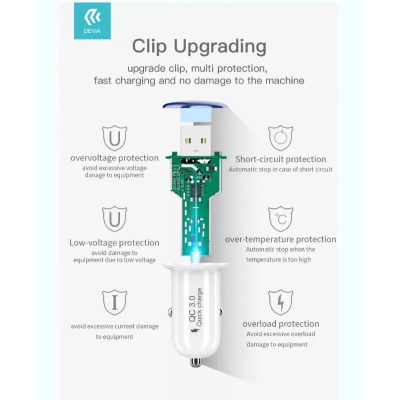 Devia Mushroom -sarjan autolaturi QC3.0 18W kulta – USB Quick Charge 3.0, 18W lähtö