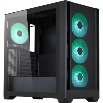 PC-kotelo Silentware Flow 110 A-RGB musta — Mid-Tower-kotelo, karkaistu lasisivupaneeli