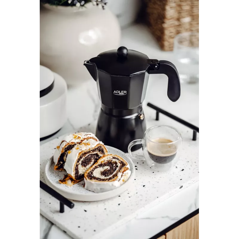 Espressokone Adler AD 4421 — 15 bar pumppu, musta kotelo