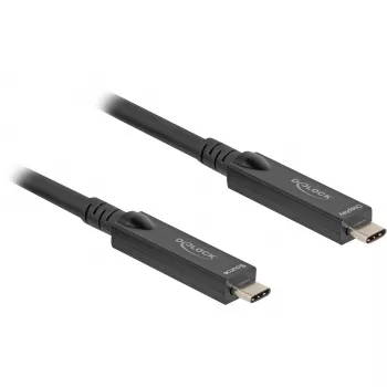 Active Optical USB-C 8K video + data + PD -kaapeli (musta, 15 metriä, PD 60 wattia)