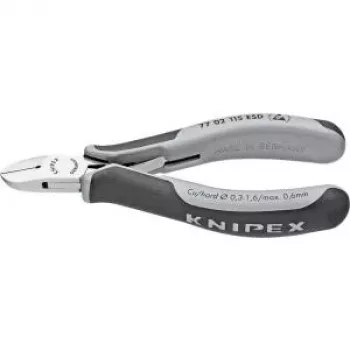 Knipex elektroniikkasivuleikkuri pituus 115 mm muoto 0 viiste kyllä, pieni peilikiillotus.
