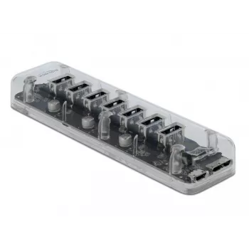 USB-keskitin DeLOCK 64088 läpinäkyvä USB 3.2 Gen 1 Micro-B