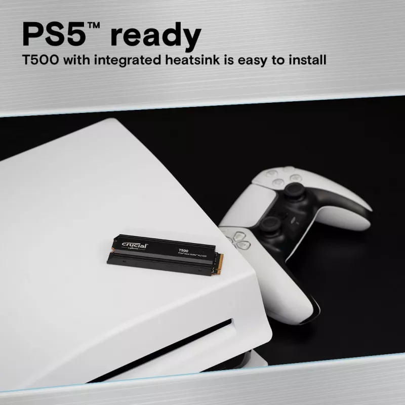 SSD-asema Crucial T500 1TB M.2 NVMe 2280 PCIe 4.0 jäähdytyssiilillä