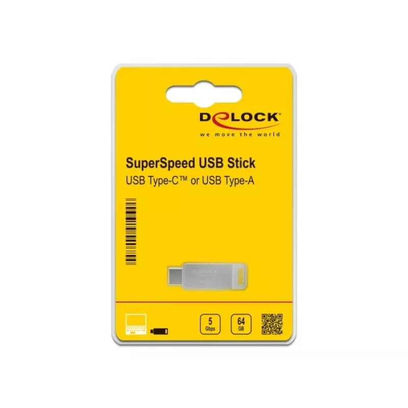 USB-muistitikku DeLOCK 64 GB USB-C Type-A kääntyvä metallikotelo