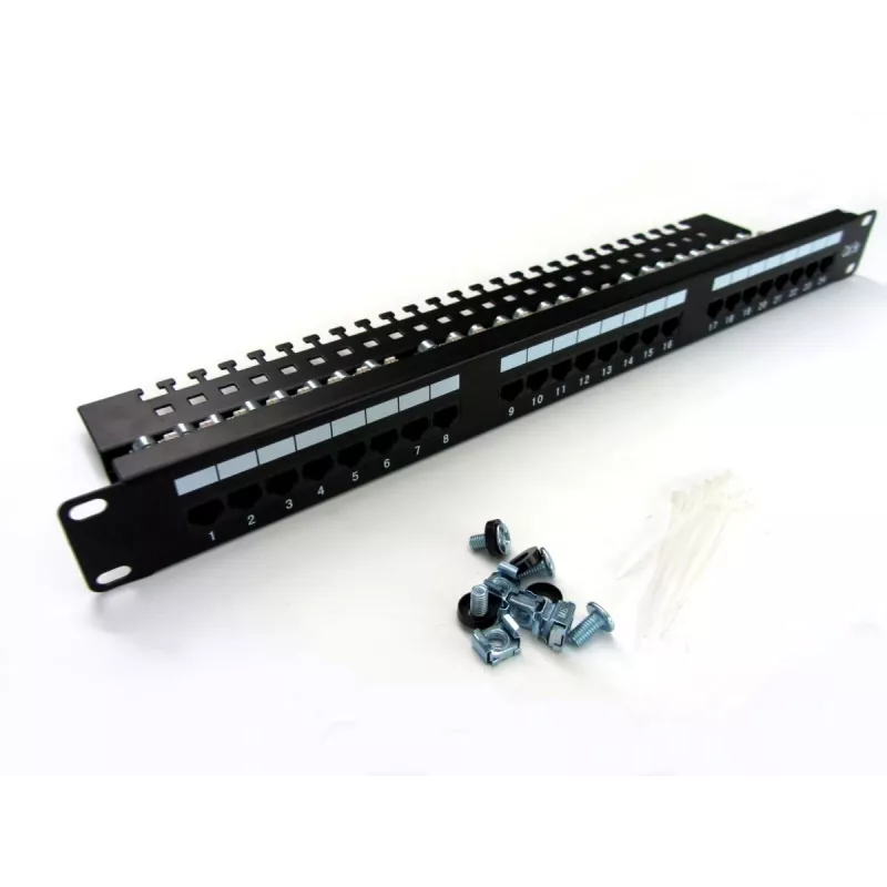 Digitus DN-91524U-EC 19" 24-porttinen Cat5e U/UTP kytkentäpaneeli, 1U, kaapelituella, musta