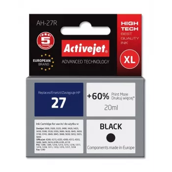 Activejet AH-27R muste (korvaa HP 27 C8727A; Premium; 20 ml; musta)