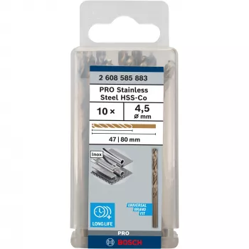 Bosch PRO Stainless Steel HSS-Co kierrepora, Ø 4,5 mm, 10 kpl