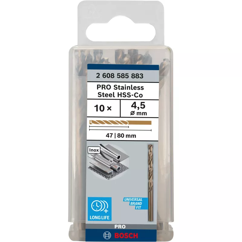Bosch PRO Stainless Steel HSS-Co kierrepora, Ø 4,5 mm, 10 kpl