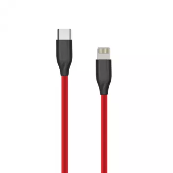 Silikonikaapeli USB Type-C - Lightning, 1 m (punainen)