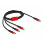 USB-latauskaapeli DeLOCK 3 in 1 USB Type-C 3 x USB Type-C 1 m musta/punainen