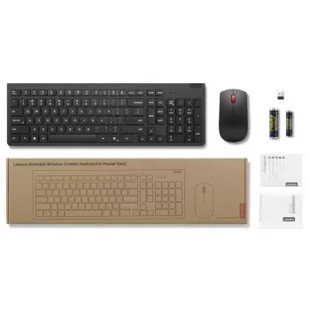 Langaton näppäimistö-hiiri-sarja Lenovo Essential Wireless Combo Gen2 — musta, kompakti asettelu, langaton yhteys
