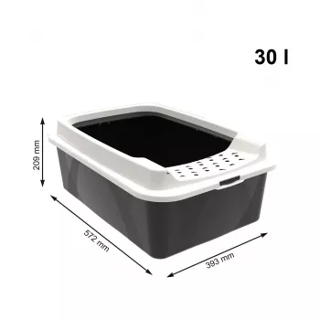 Avoin kissanvessa rotho Bonnie Cat 572×393×209 mm, teknopolymeeri, 30 l, musta/harmaa
