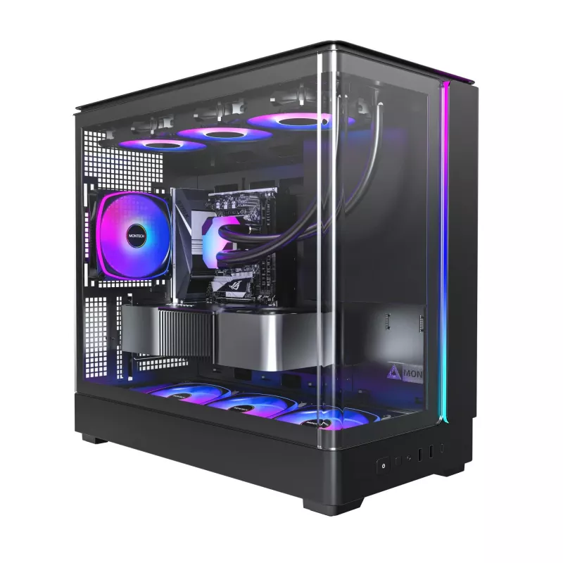 PC-kotelo Montech KING 15 PRO musta — Midi-Tower micro ATX / Mini-ITX
