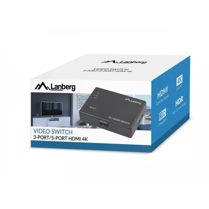 LANBERG VIDEOSWITCH 3X HDMI + MICRO-USB-PORTTI
