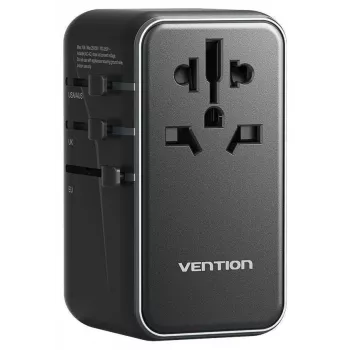 Laturi Vention FJGB0 100W GaN 3× USB-C ja 1× USB-A, musta