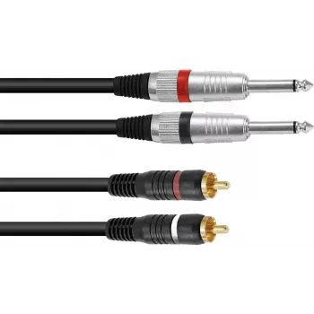 Audiosovitinjohto Omnitronic 2x 3,5 mm jakki 2x RCA, 3 m, musta