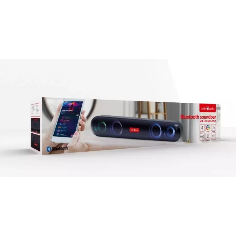 Gembird SPKBT-BAR400L -soundbar-kaiutin, musta, 2.0 kanavaa, 10 W