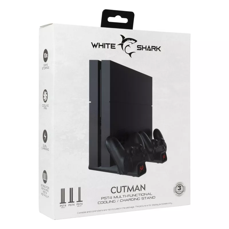 Jäähdytysalusta White Shark PS4-19076 Cutman ja 2 lataustelakkaa ohjaimelle