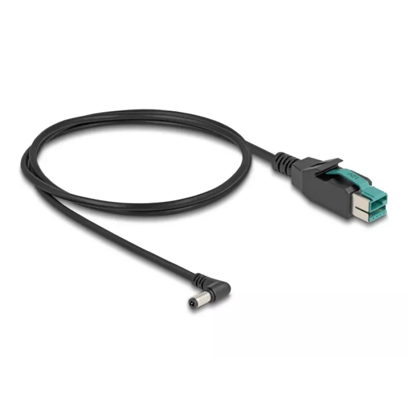 DeLOCK PoweredUSB-kaapeli pistoke 12 V DC 5,5 x 2,5 mm pistoke kulma 1 m